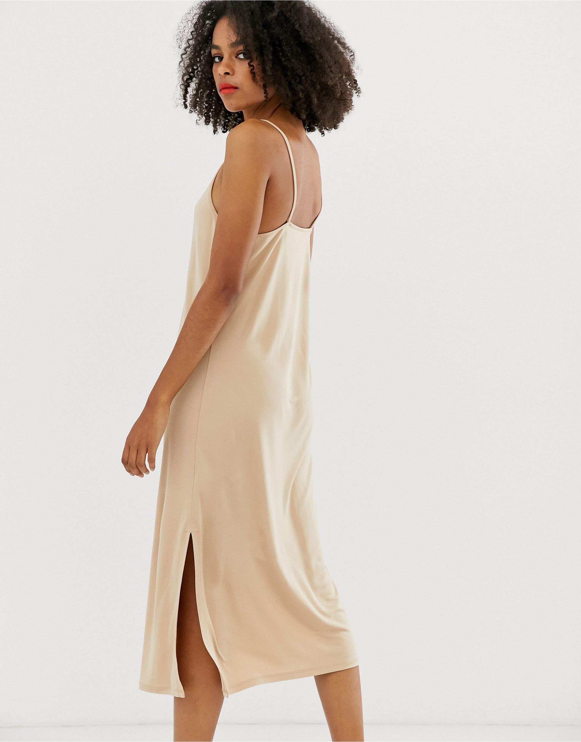 & Other Stories Square Neck Midi Slip Dress in Natural | Lyst