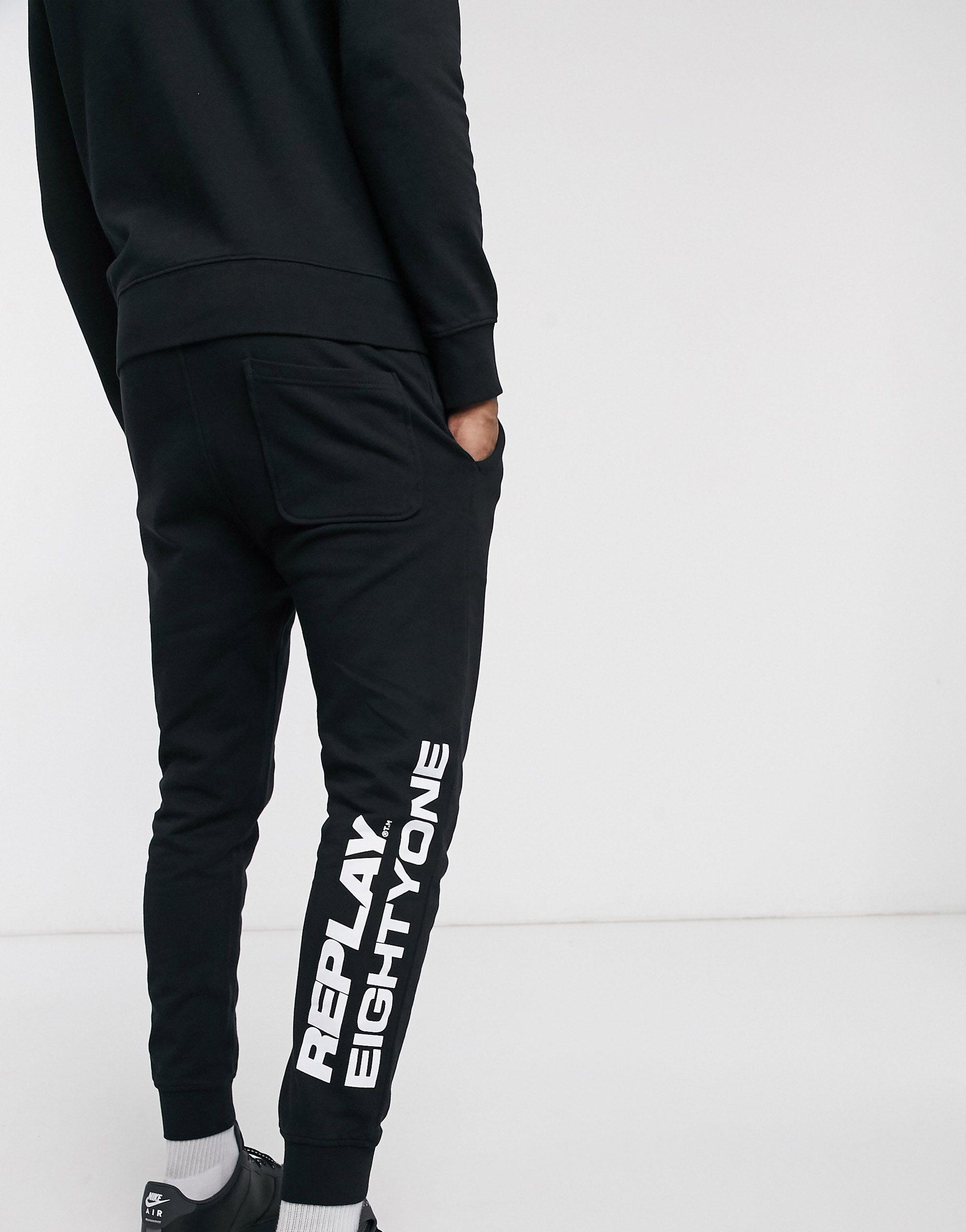 Replay Denim Eightyone Logo joggers in Black for Men | Lyst UK