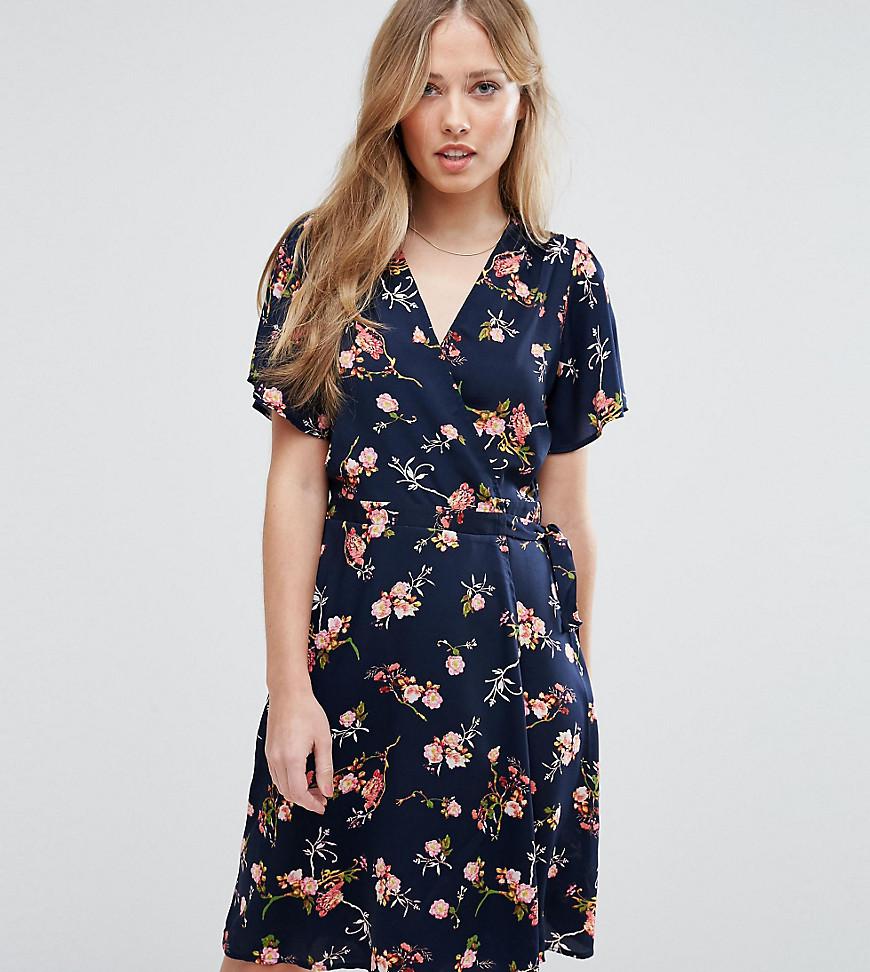 Navy Floral Print Wrap Dress on Sale, 55% OFF | espirituviajero.com