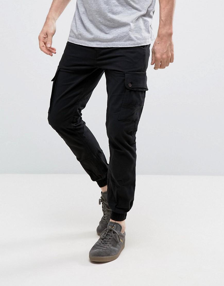 Jack & Jones Intelligence Slim Fit Cuffed Cargo Pants in Black for Men |  Lyst Australia