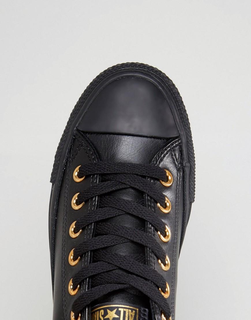 Converse Chuck Taylor Dainty Sneakers In Black With Gold Eyelets | Lyst