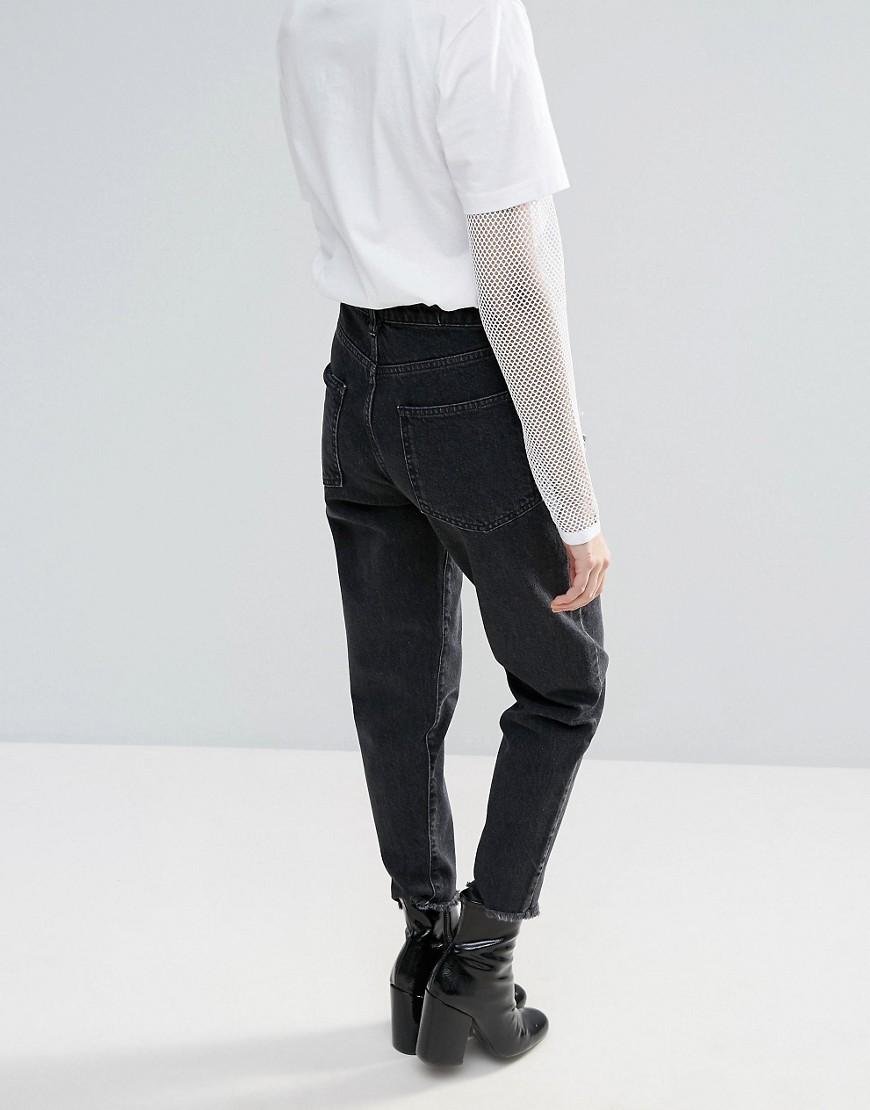 black mom jeans frayed hem