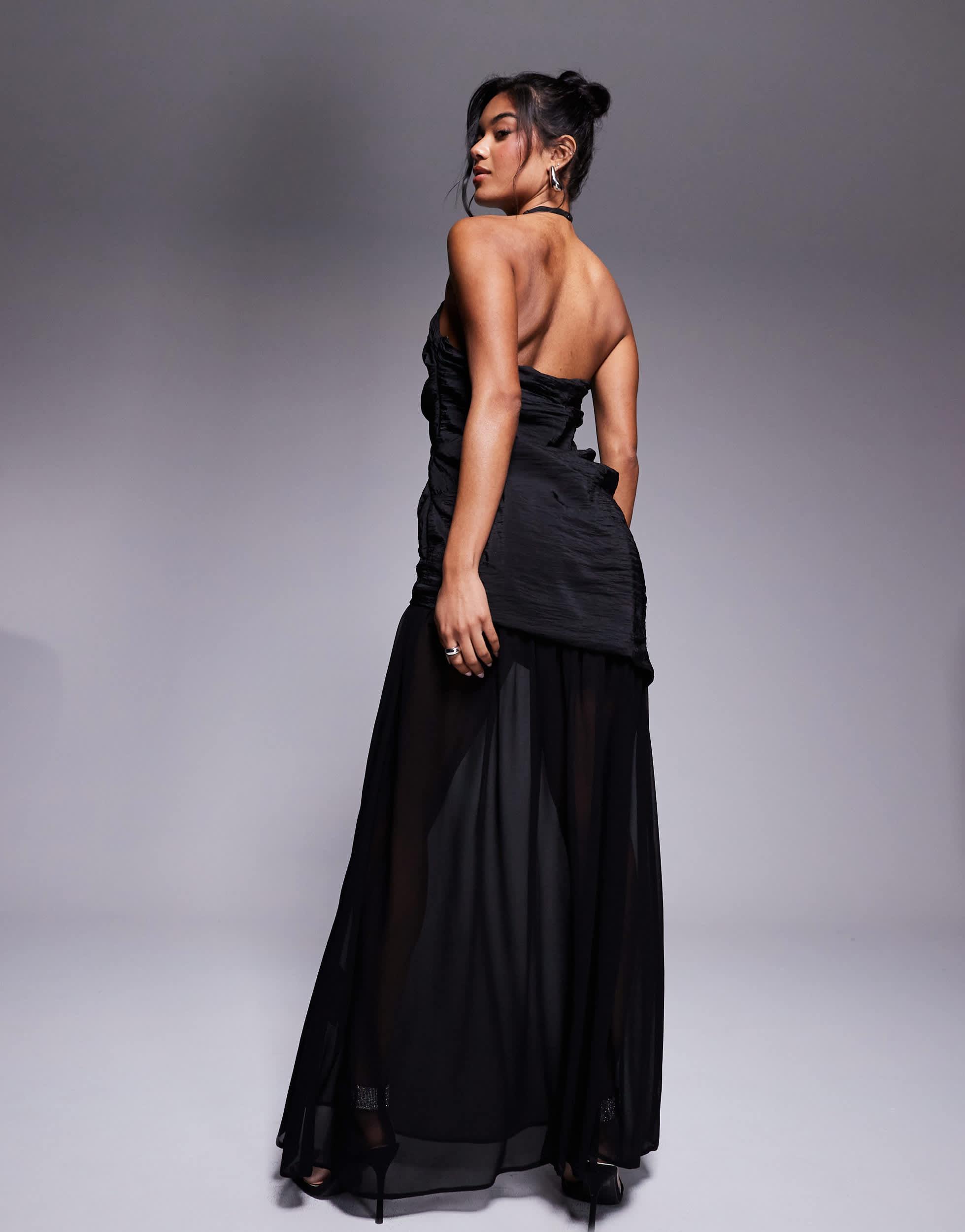sachin and babi light blue dress Flattering Black Sleeveless Maxi Dress in Floral Print