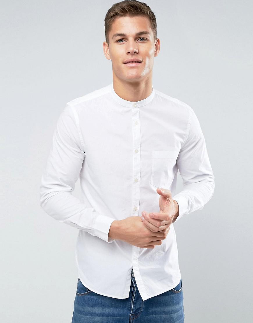 white slim fit grandad shirt