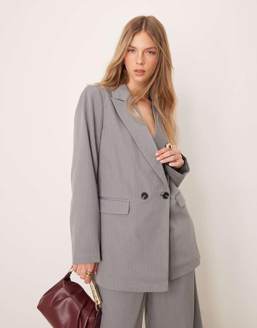 Vila Oversized Tailored Blazer Co-ord in Grey Lyst UK