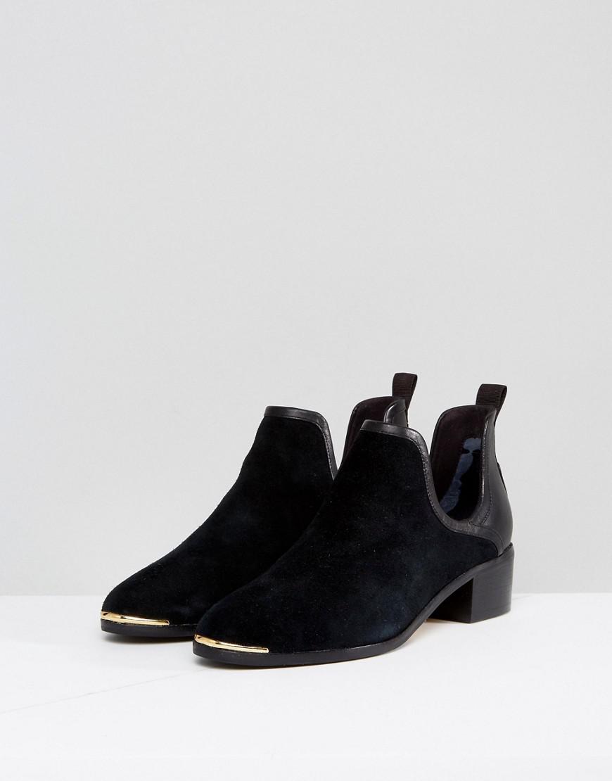 Ted Baker Twillo Cut Out Black Suede Flat Ankle Boots | Lyst
