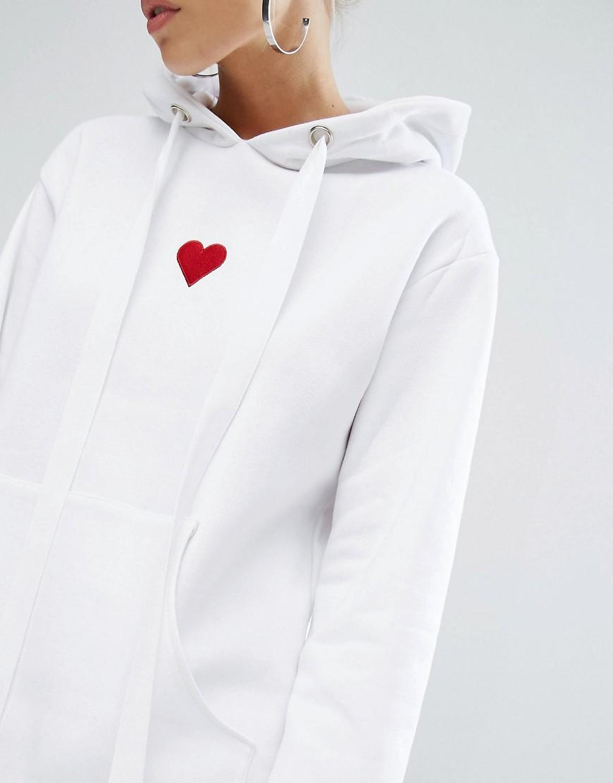 Adolescent Clothing Cotton Oversized Boyfriend Hoodie With Heart Embroidery In White Lyst