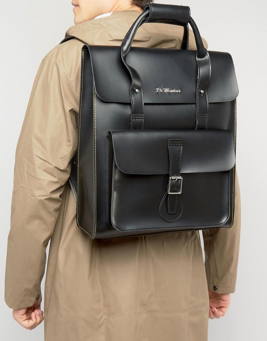 Dr. Martens Leather Backpack With Yellow Stitching in Black for Men | Lyst