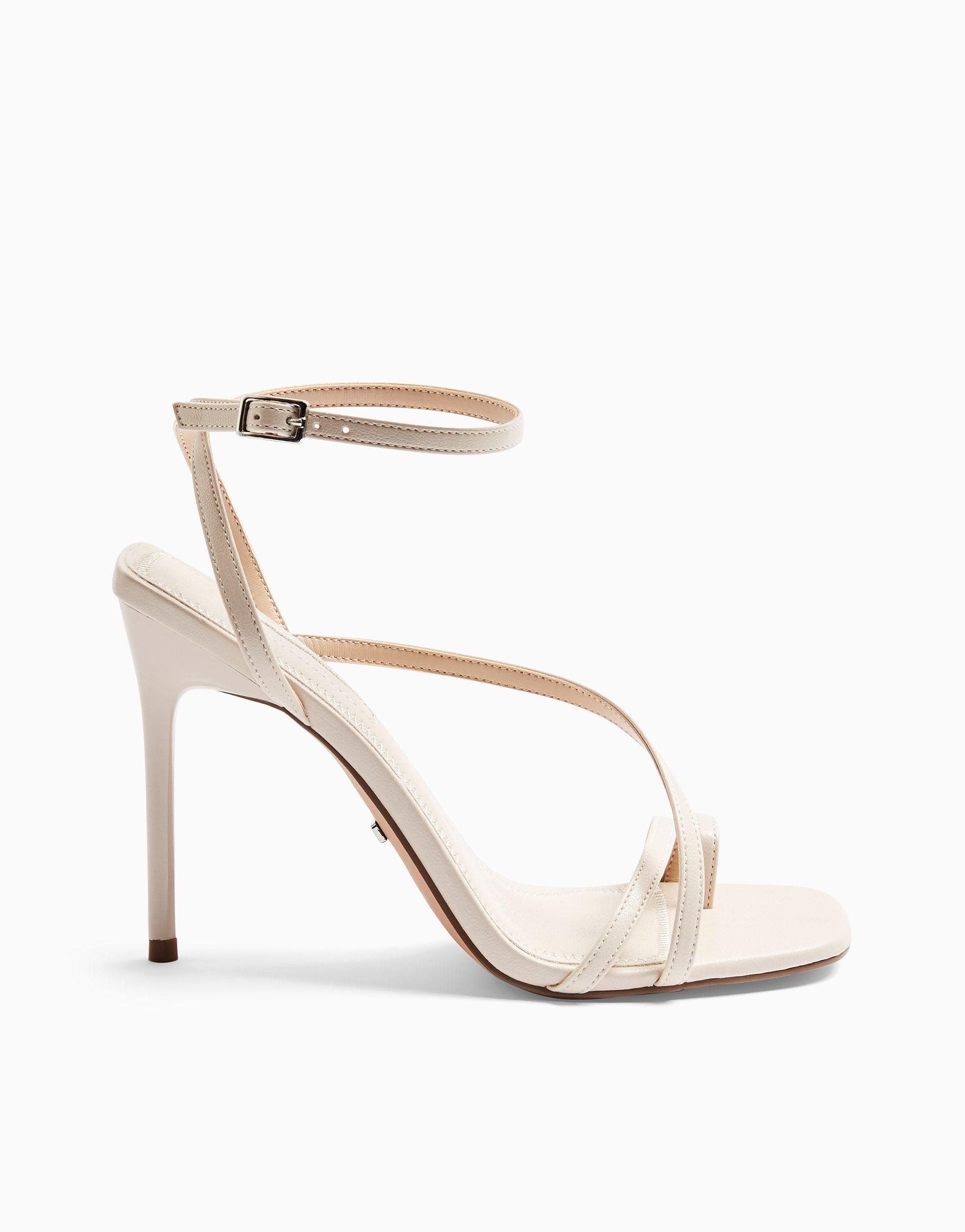 Association Established theory hostility TOPSHOP Strappy Heeled Shoes in White (Natural) | Lyst