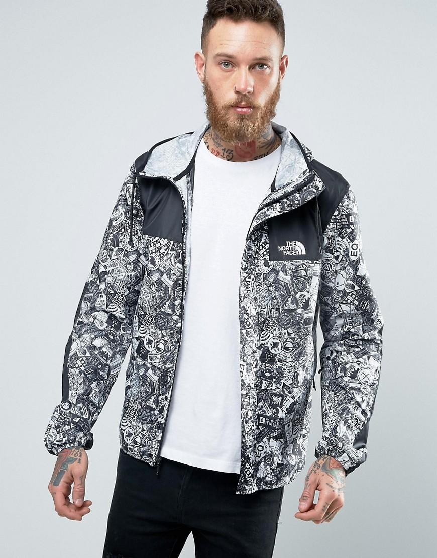 The North Face Synthetic 1985 Mountain Jacket Hooded In White Stickerbomb  Print in Navy (Blue) for Men | Lyst