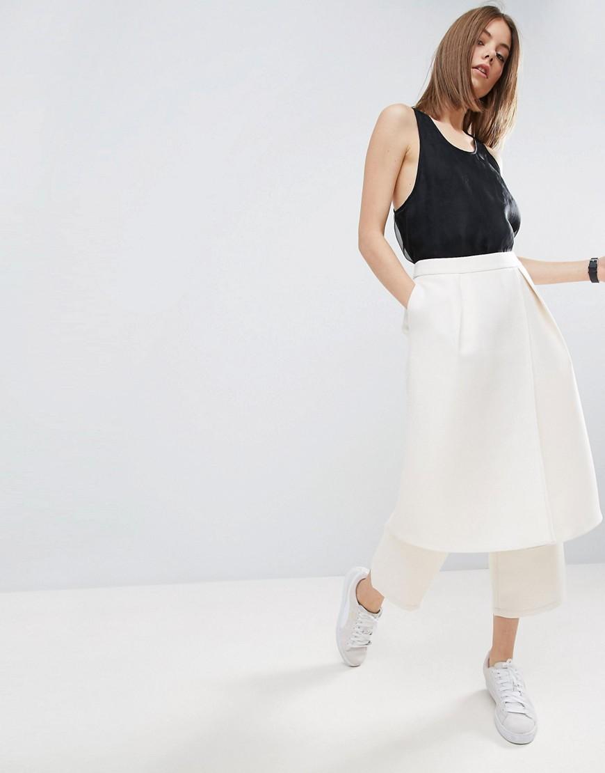 ASOS Synthetic Pants With Overlap Skirt in White - Lyst