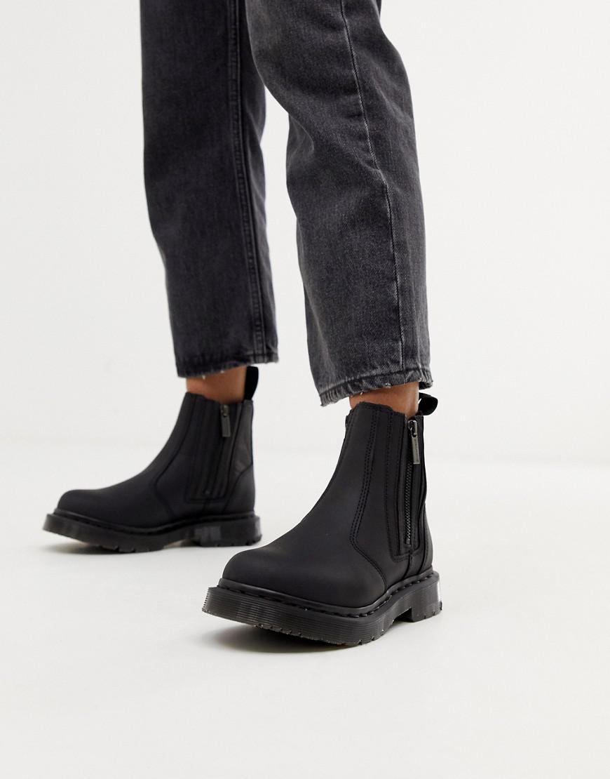 Dr. Martens 2976 Alyson Black Leather Snowgrip Flat Chelsea Boots | Lyst UK