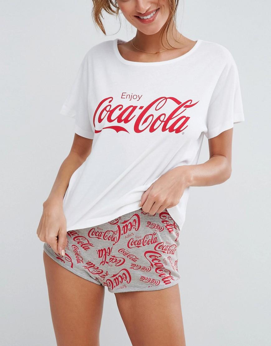 ASOS Coca Cola Tee Short Pyjama Set in White Lyst