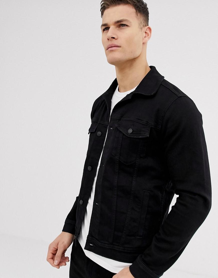 Hollister Denim Trucker Jacket In Black 