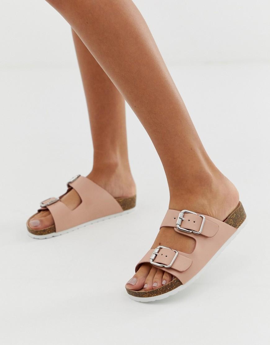 double buckle flat sandals