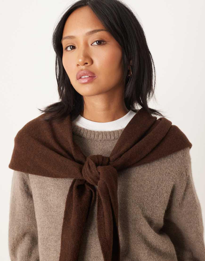ASOS Wool Knitted Triangle Scarf in Brown Lyst UK