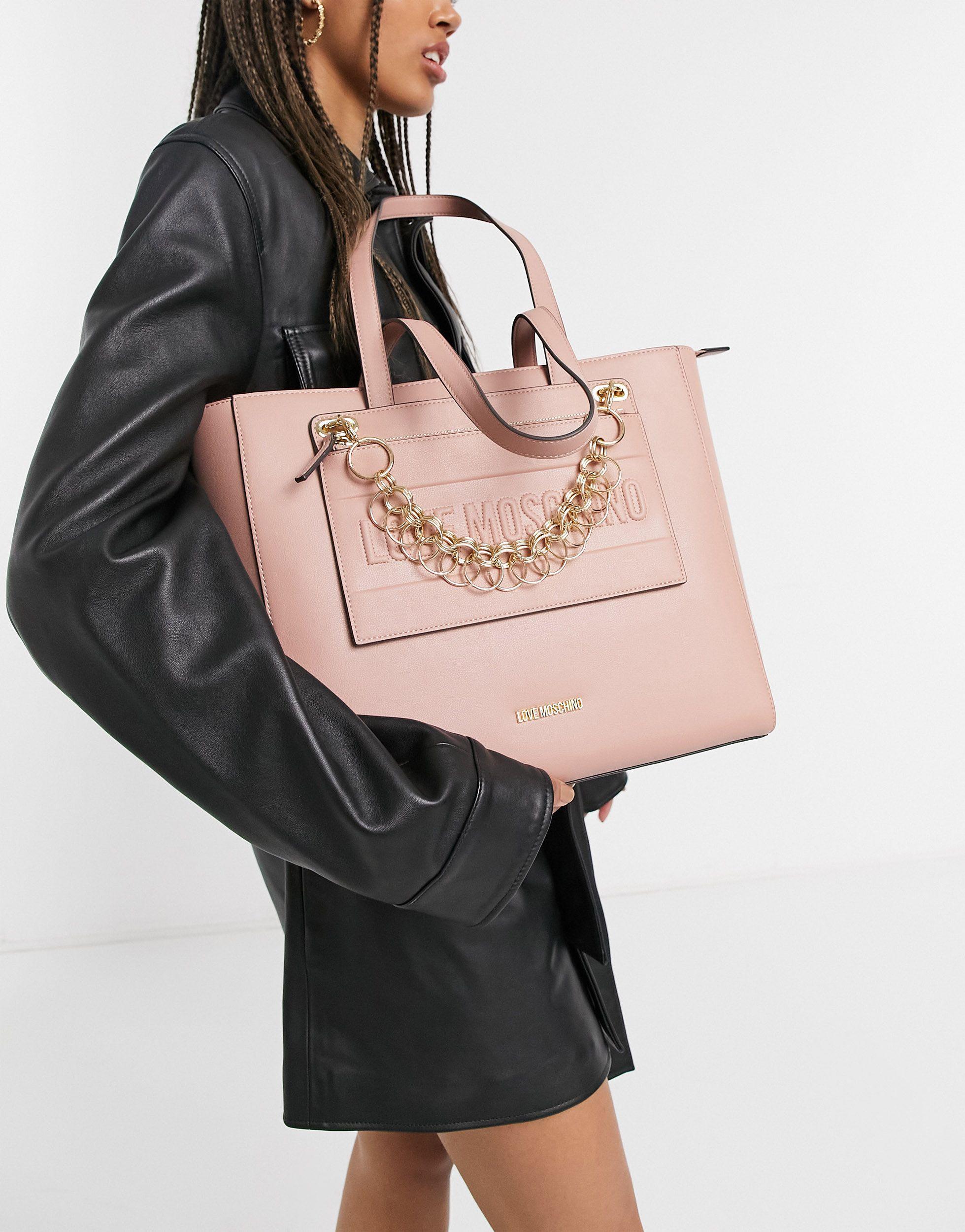 Love Moschino Womens Top Handle Handbag Shoulder Bag with Removable Strap 