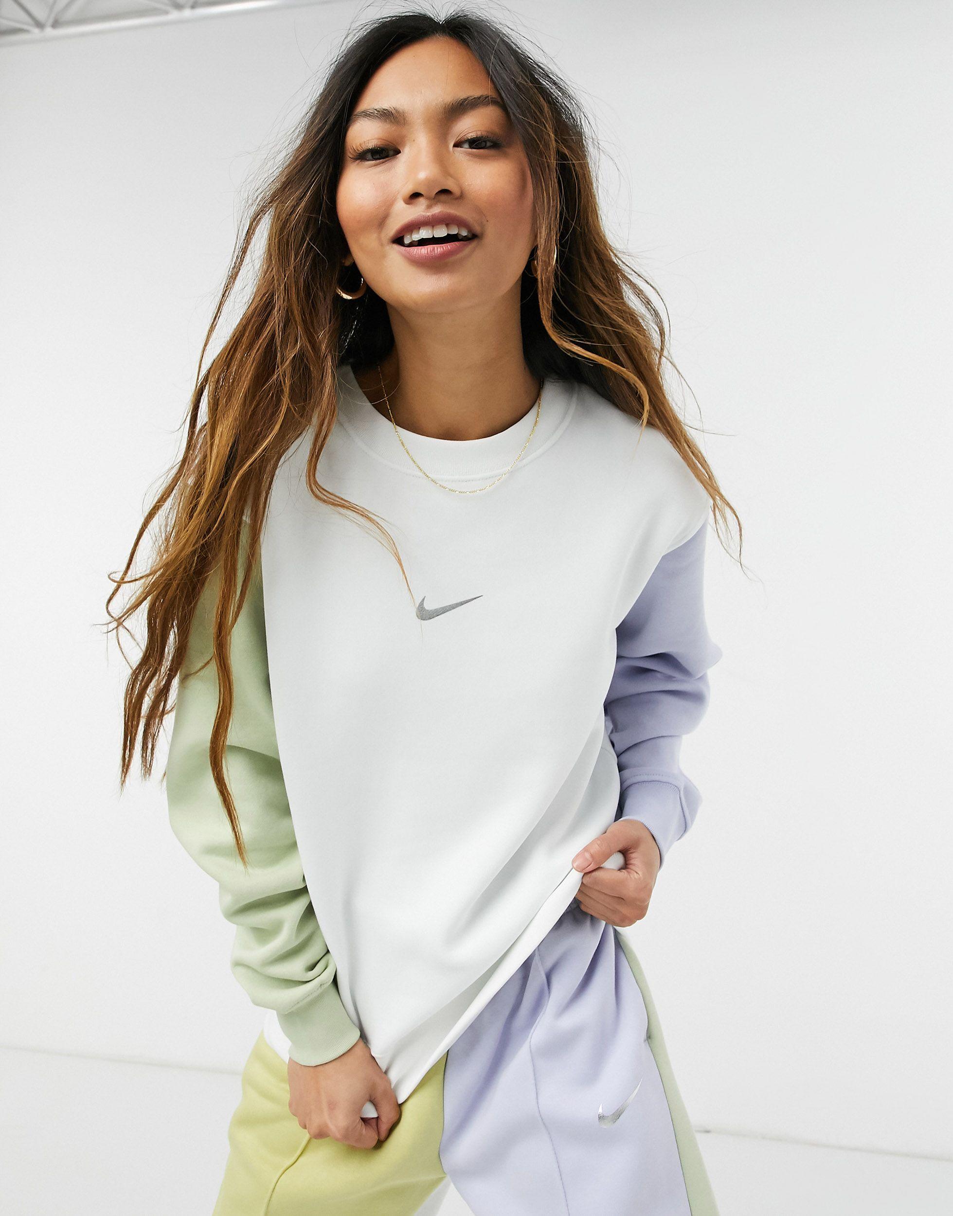 Nike Cotton Swoosh Colour Block Sweatshirt | Lyst UK