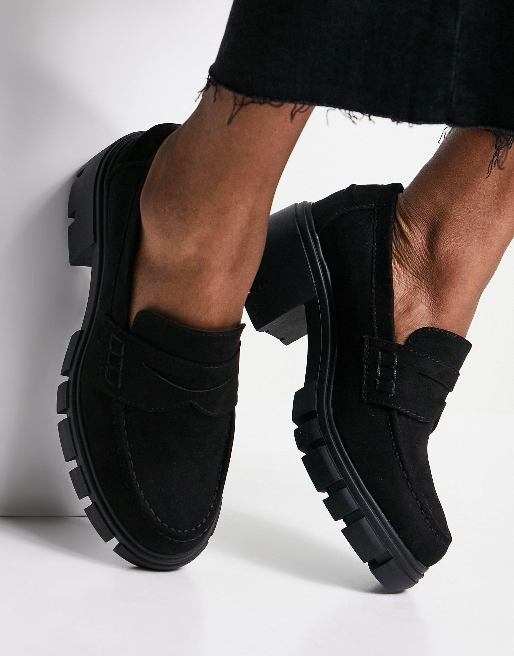 ASOS Storm - Loafers Met Middelhoge Hak En Dikke Zool in het Zwart | Lyst NL