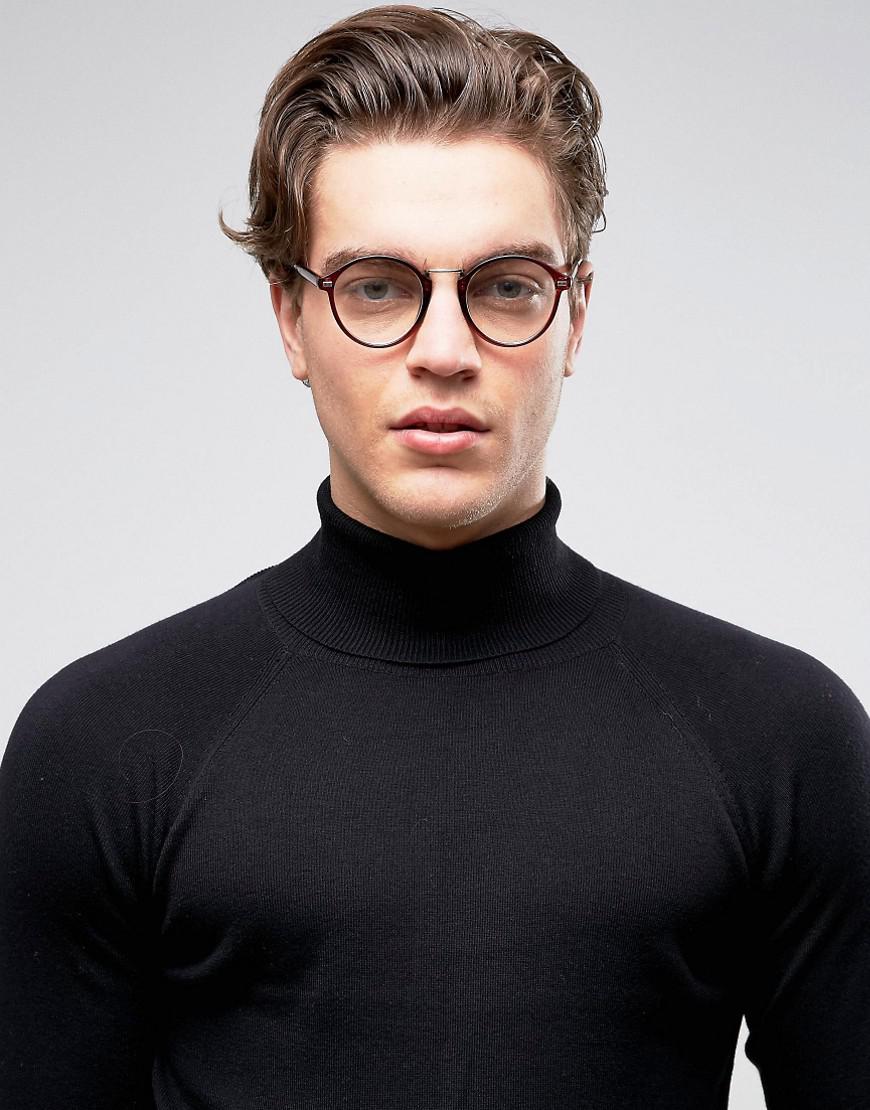 mens round clear lens glasses