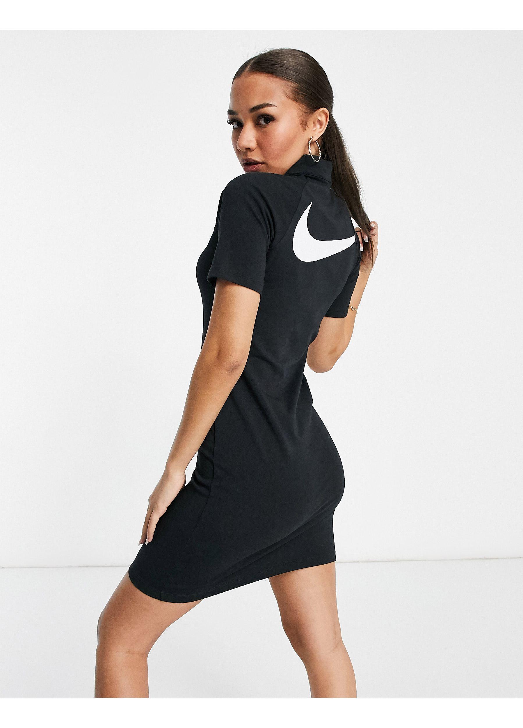 Nike Swoosh High Neck Dress With Kimono Sleeves in Black | Lyst