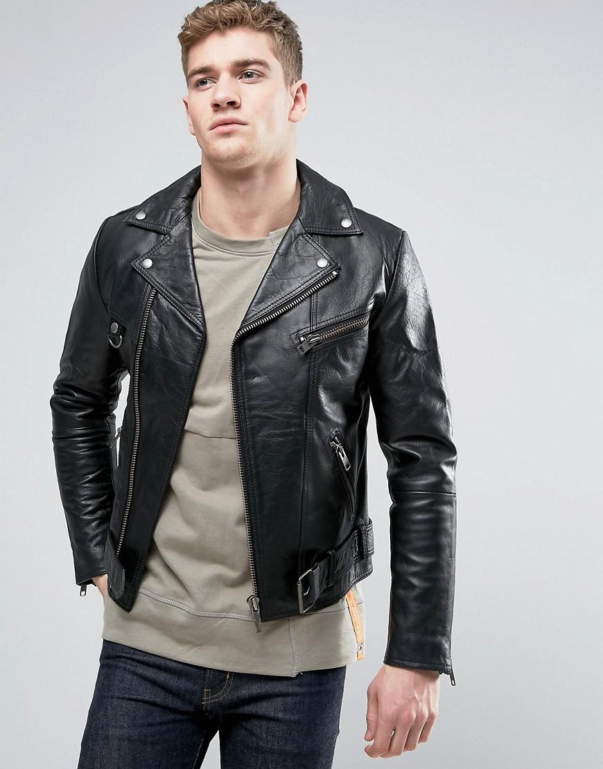 Nudie Jeans Nudie Ziggy Leather Biker Jacket in Black for Men | Lyst Canada