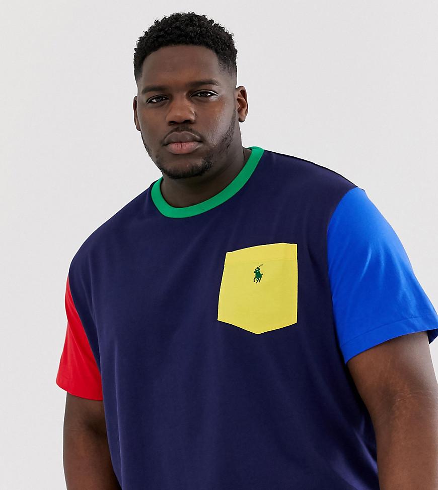 Polo Ralph Lauren Cotton Big & Tall Player Logo Color Block Pocket T-shirt  in Navy (Blue) for Men - Lyst