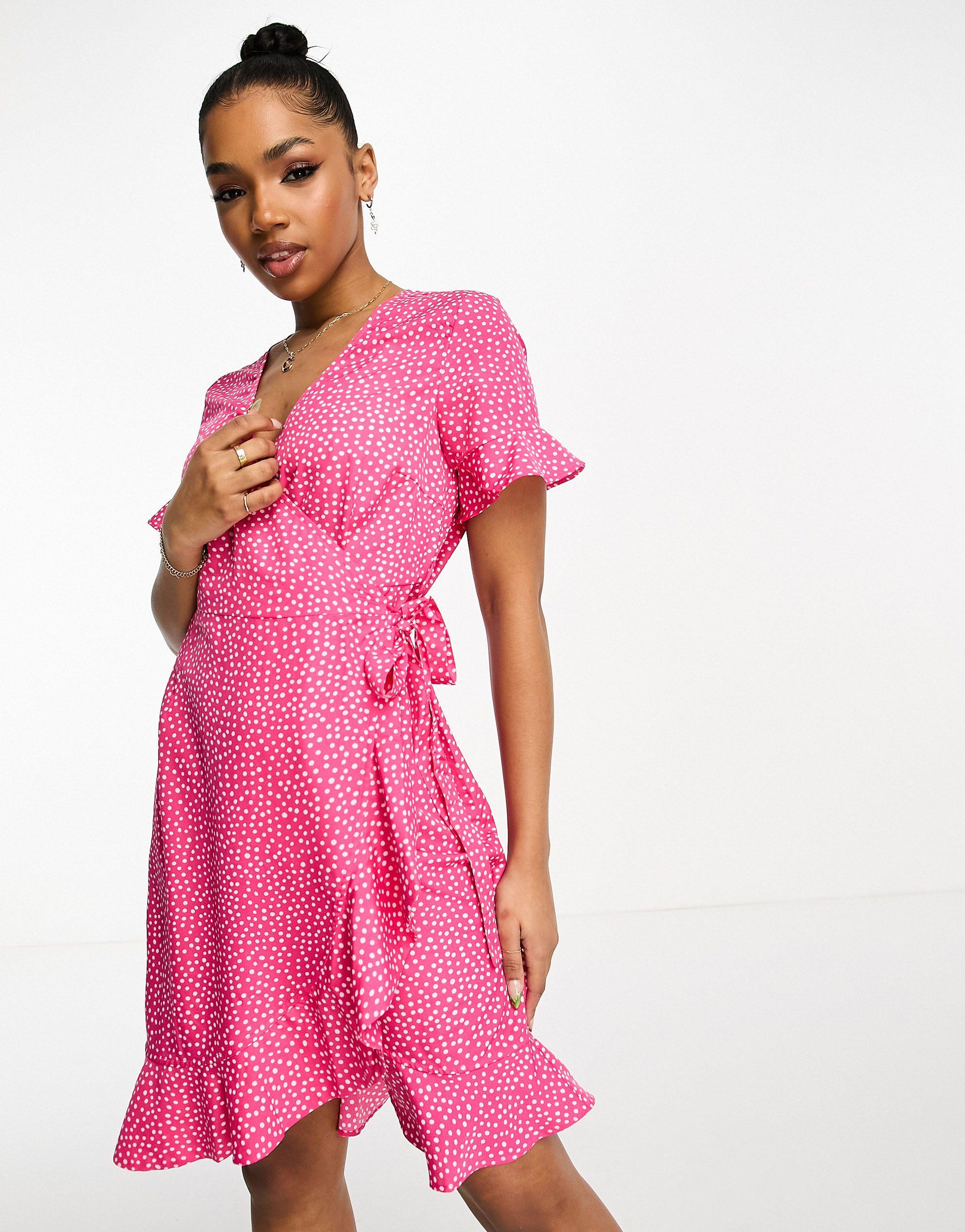 mock Rådgiver Memo Vero Moda Wrap Mini Dress in Pink | Lyst