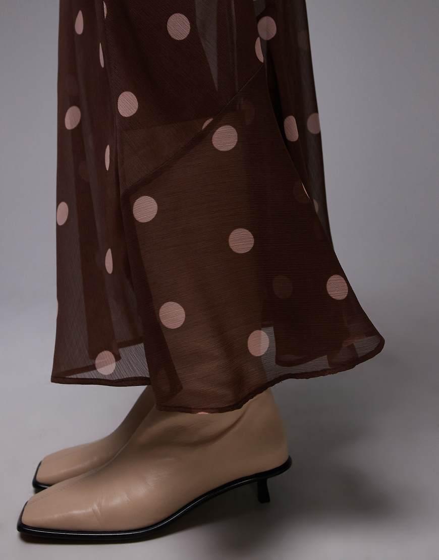 TOPSHOP Chiffon Cutabout Skirt in Brown Lyst UK
