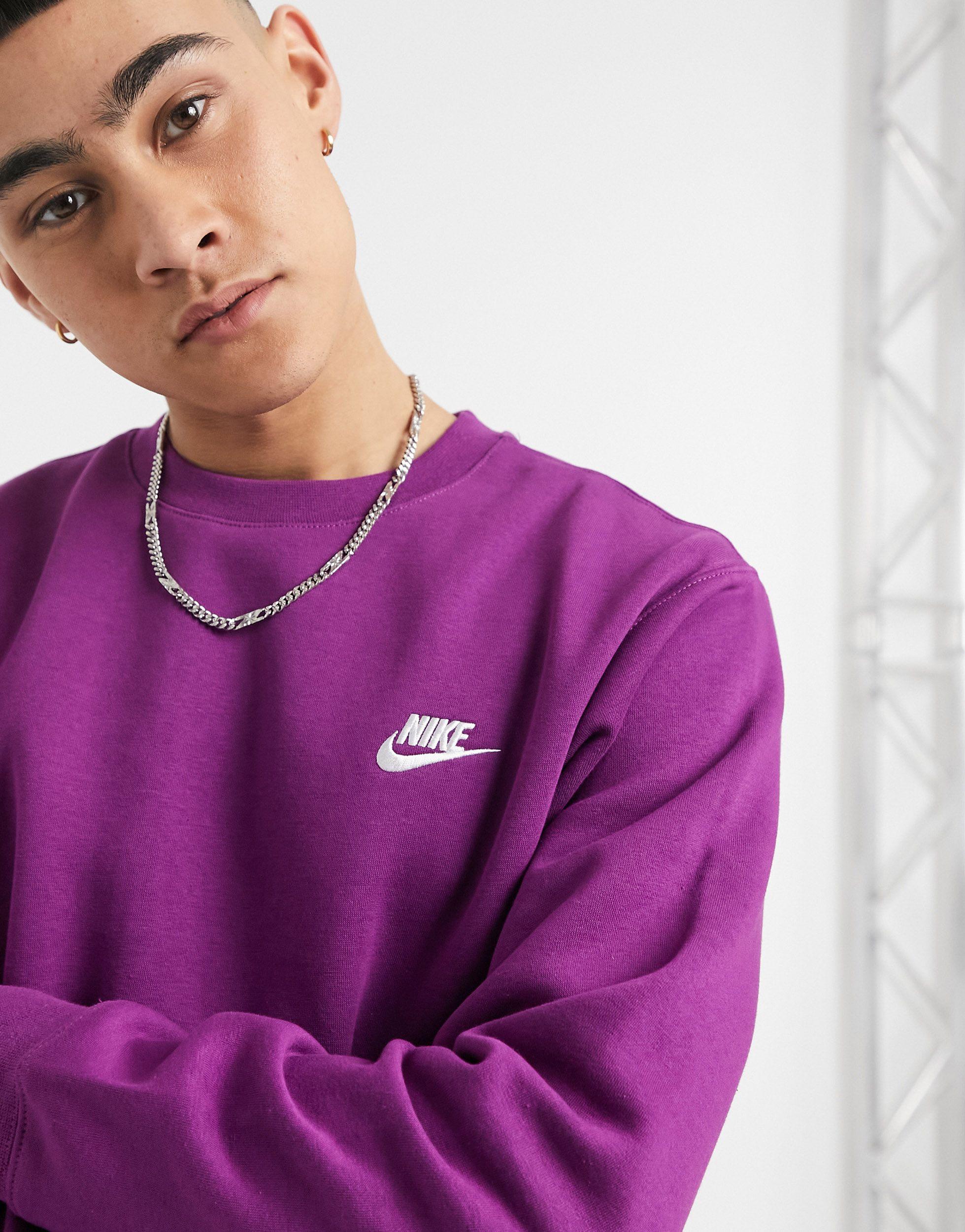 Universel Descent tøjlerne Nike Club Crew Neck Sweat in Purple for Men | Lyst