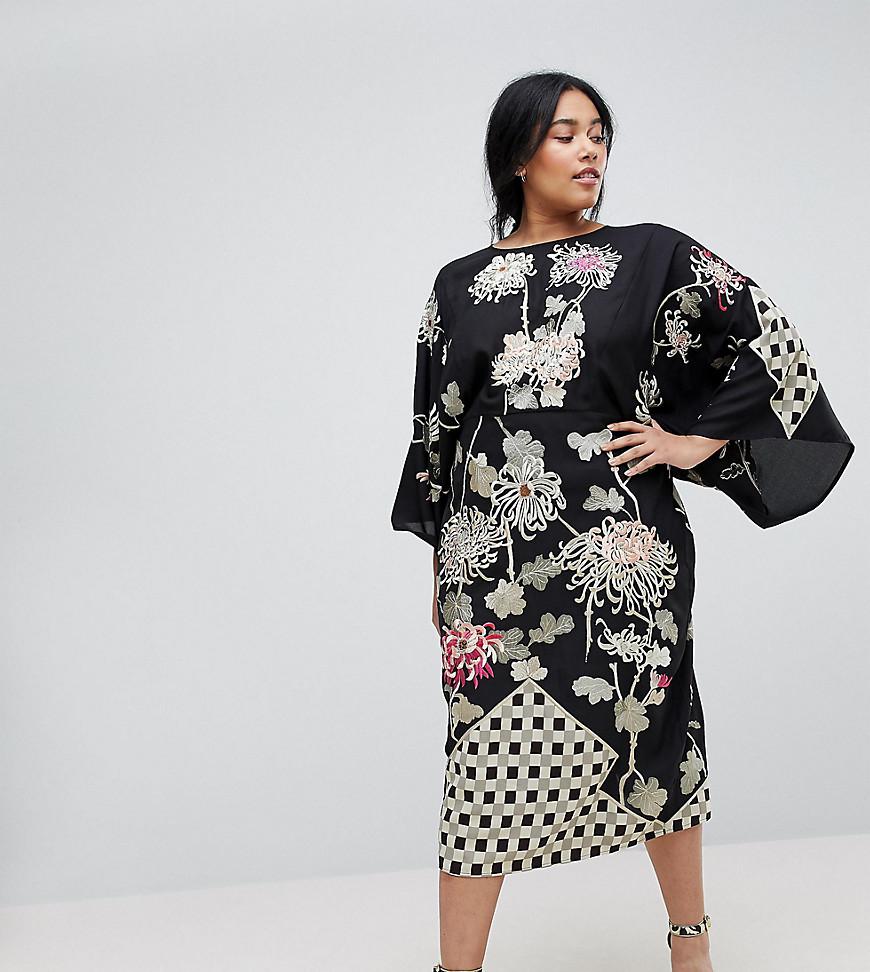 embroidered kimono dress