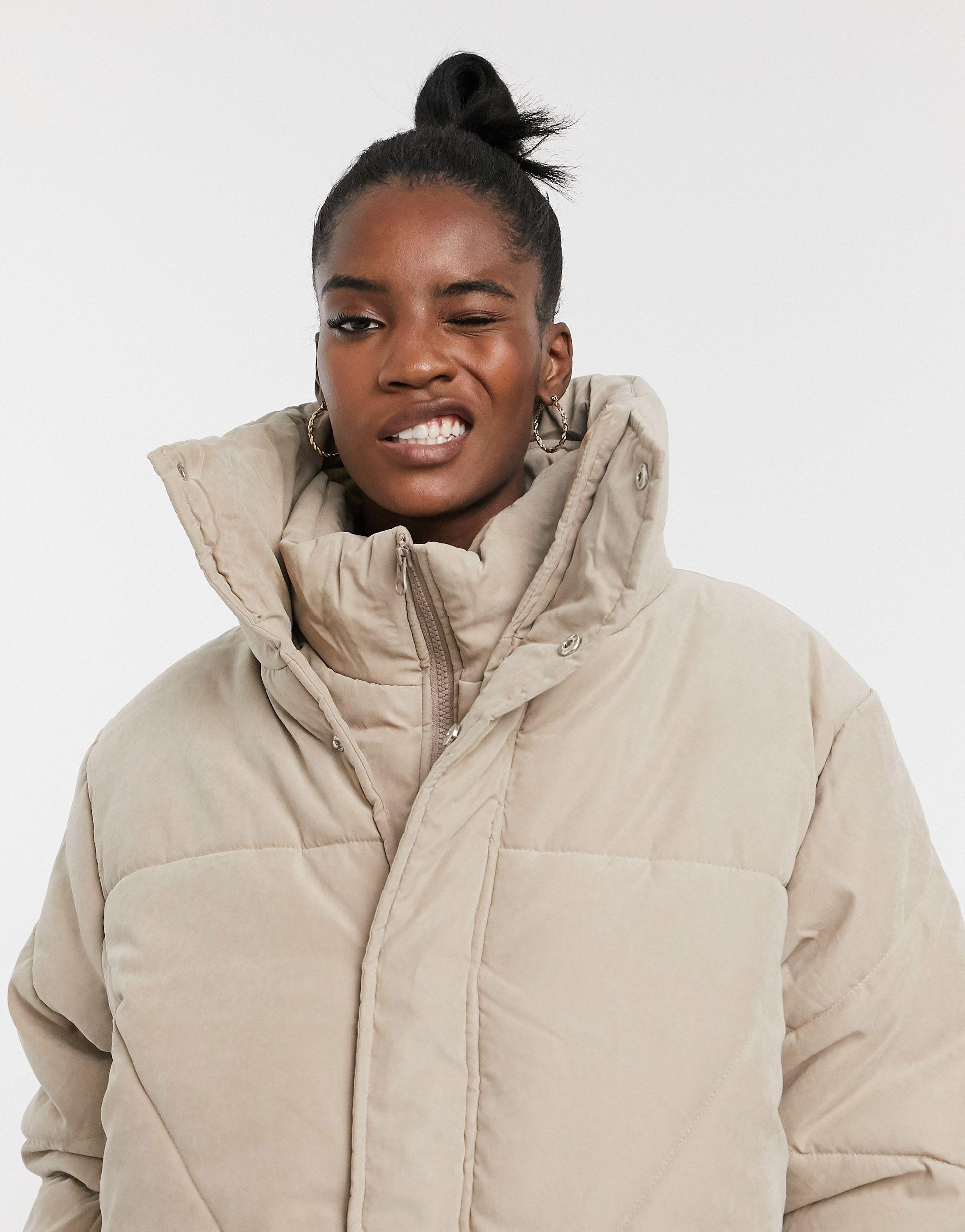 peach skin puffer jacket