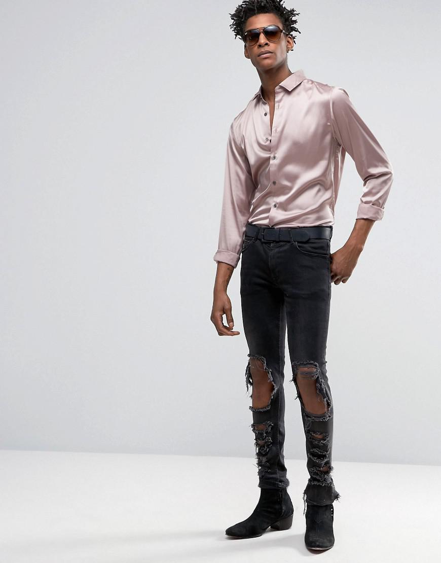 ASOS Satin Regular Fit Sateen Shirt In 