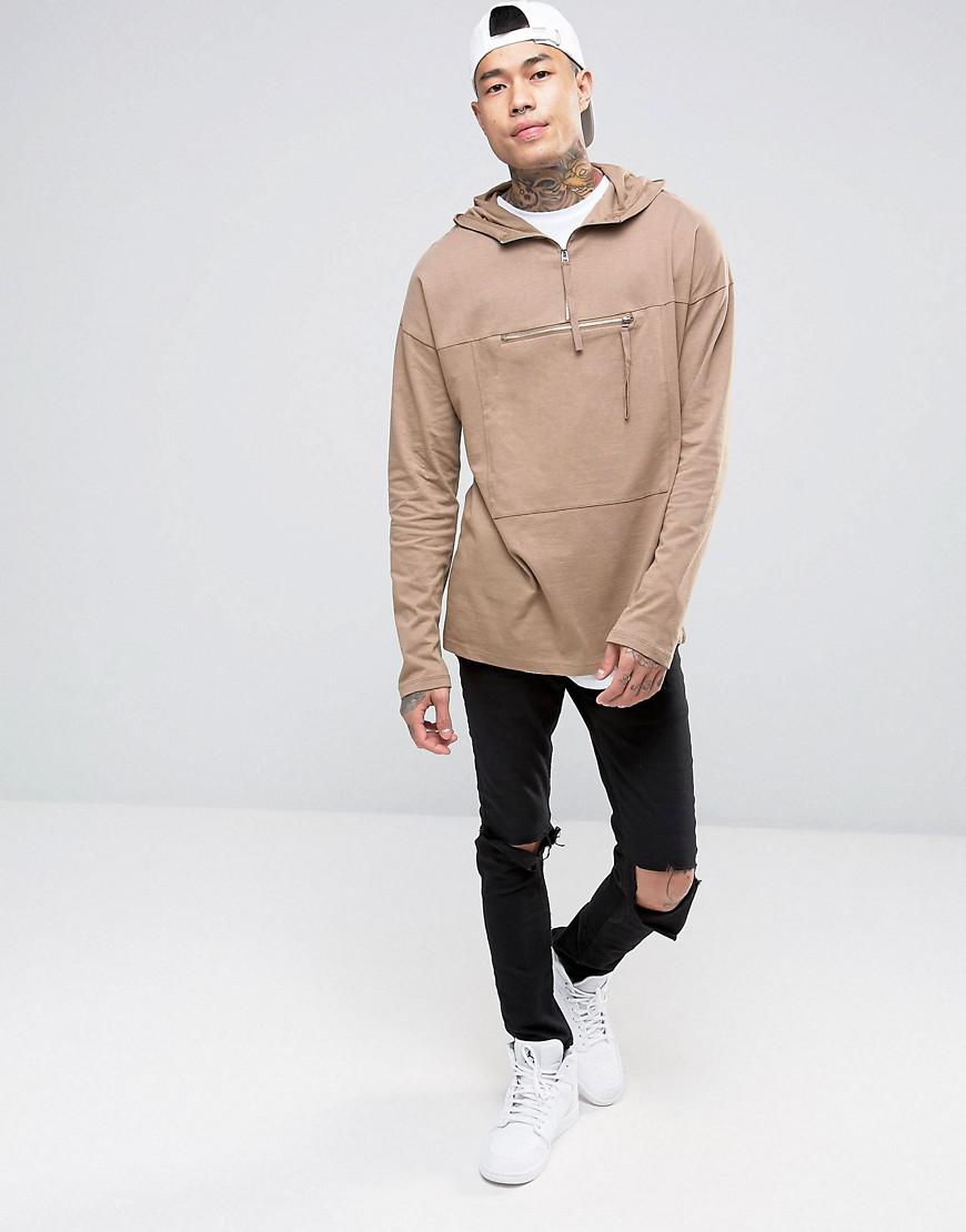Download ASOS Cotton Oversized Long Sleeve T-shirt With Hood And ...