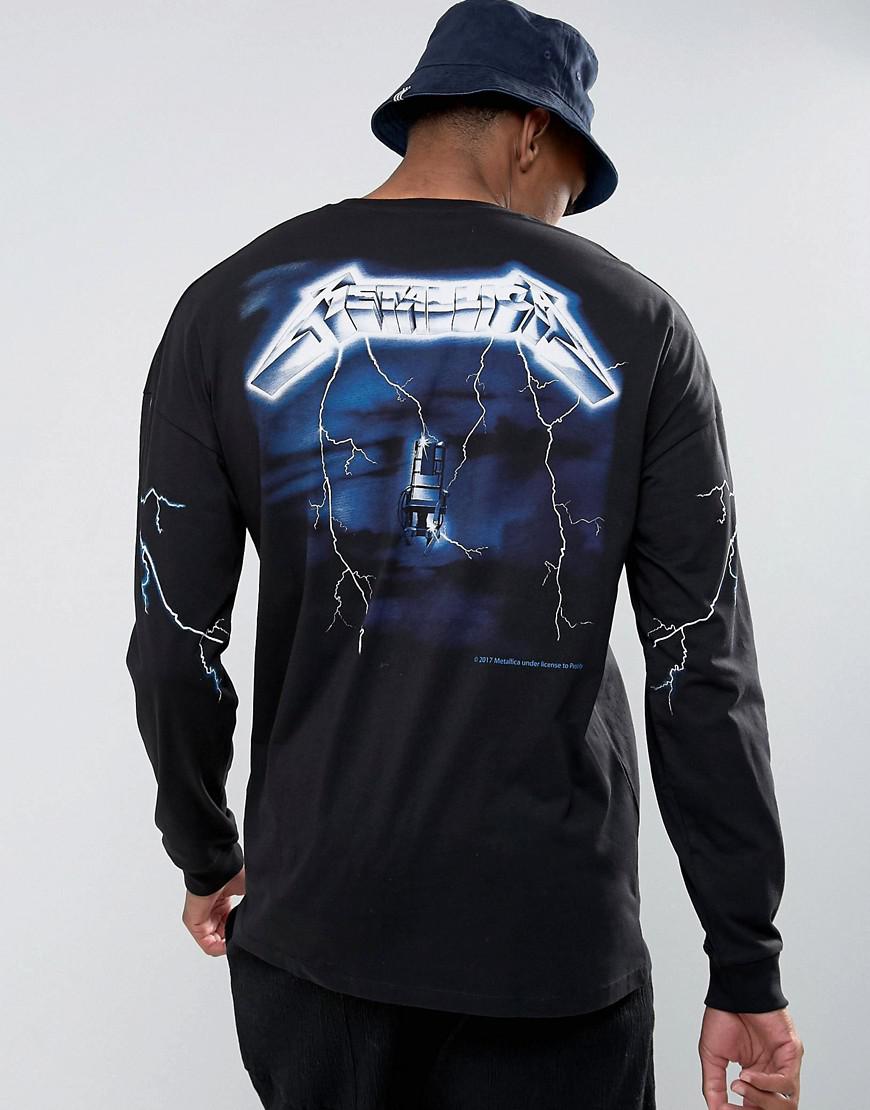 ASOS Cotton Metallica Oversized Band Long Sleeve Tshirt With Lightning