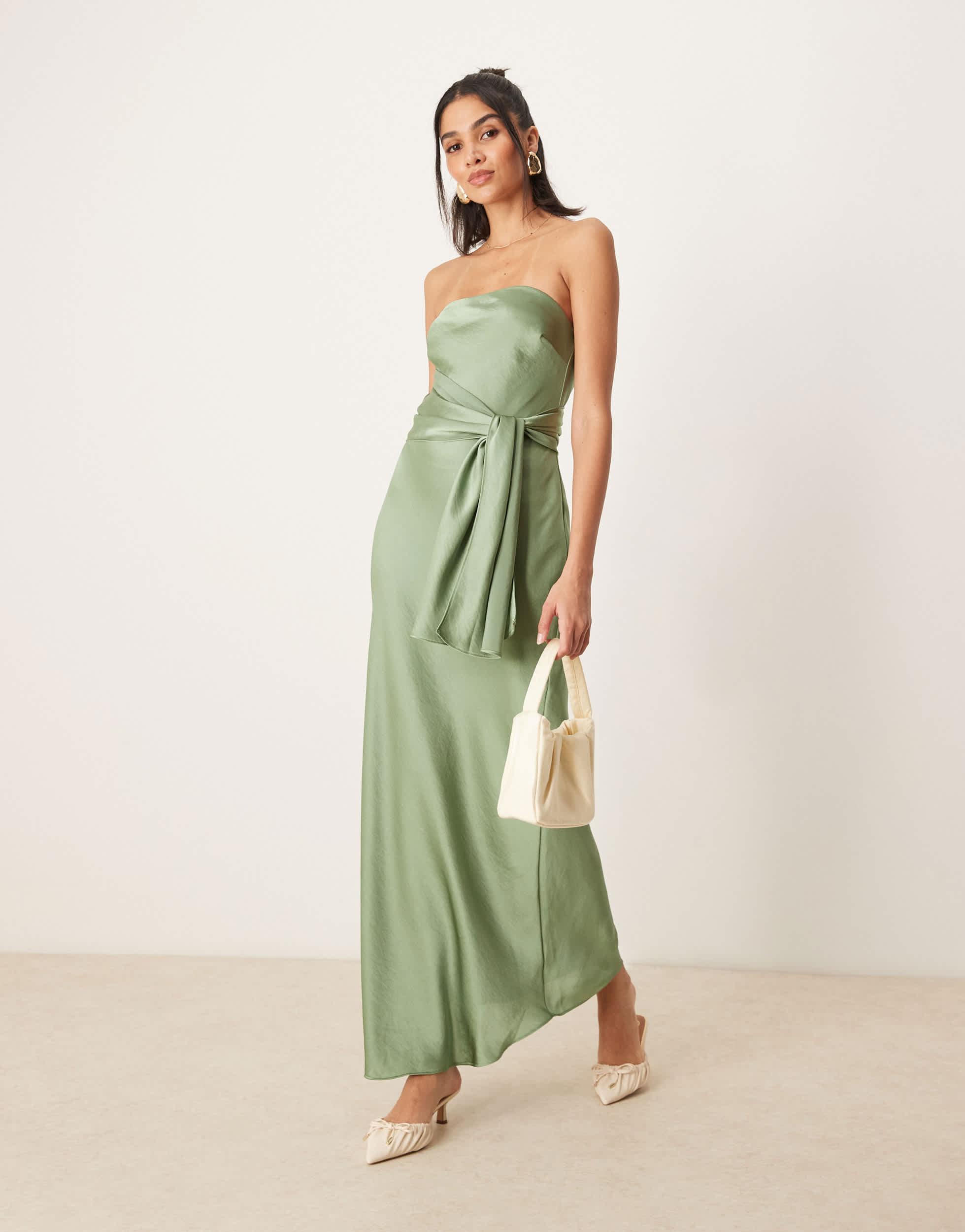 Abercrombie & Fitch Strapless Tie Detail Maxi Dress in Green | Lyst Abercrombie & Fitch Strapless Tie Detail Maxi Dress in Green | Lyst
