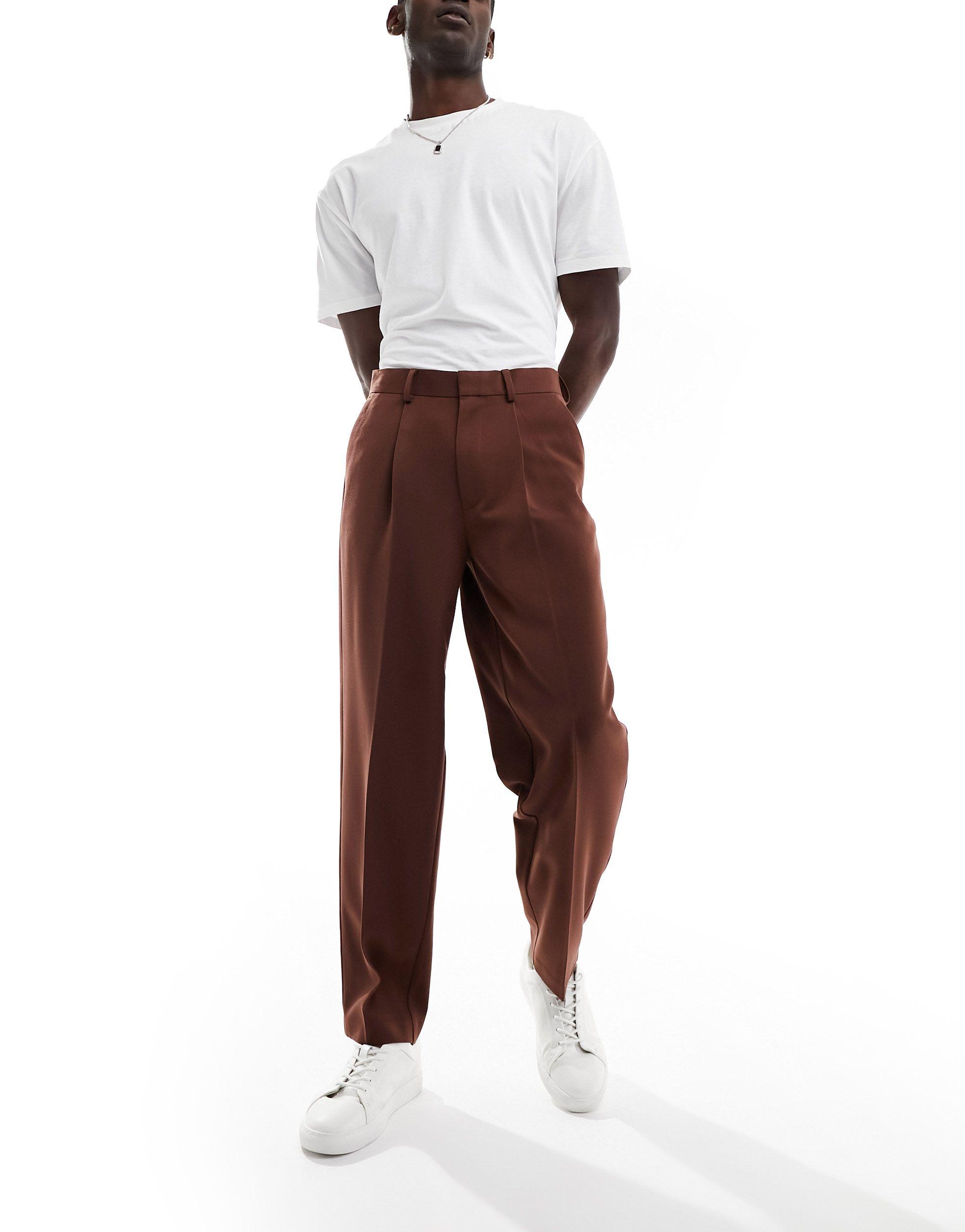 ASOS DESIGN extreme dad pants in brown | ASOS