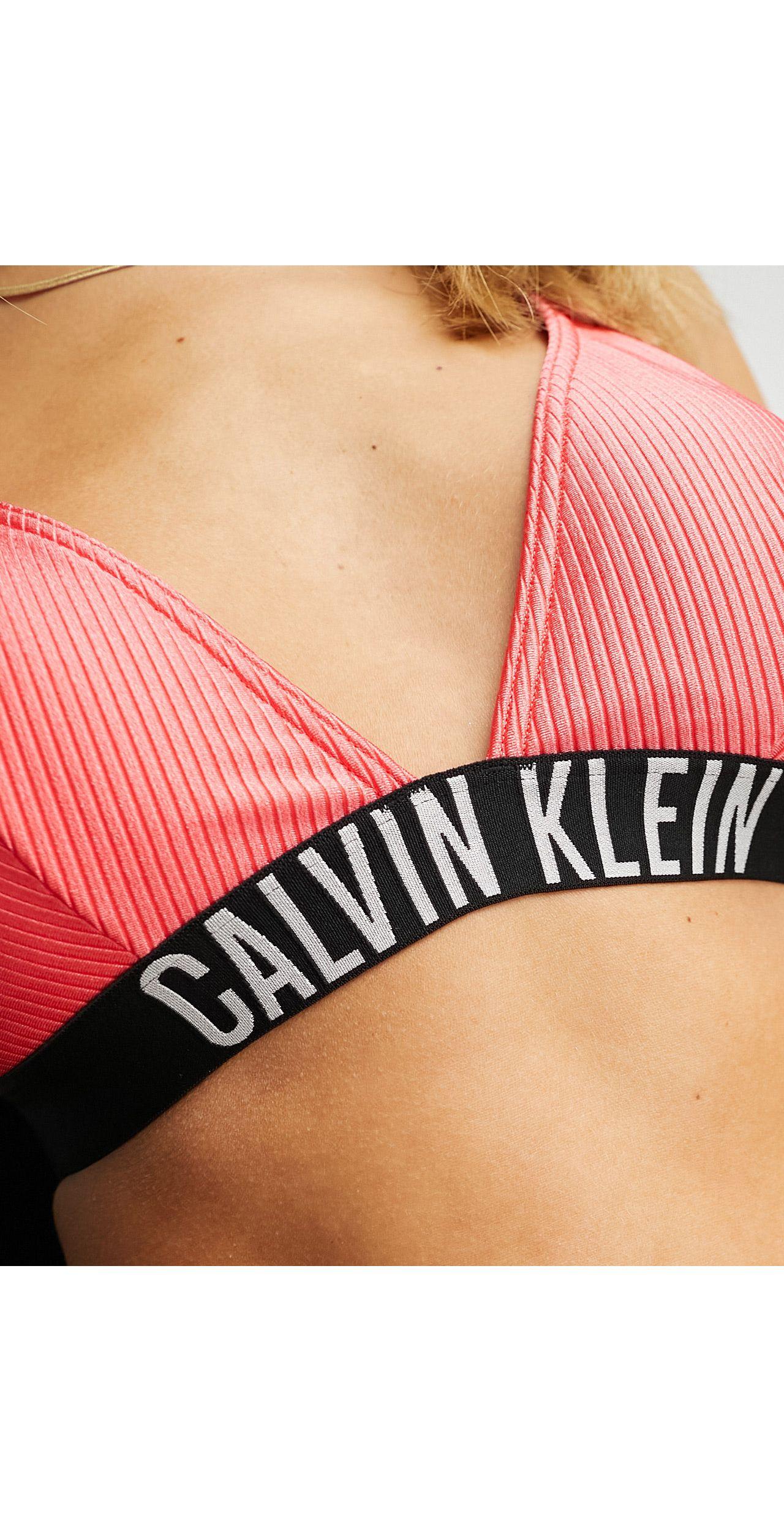 Calvin Klein Logo Rib Triangle Bikini Top in Black | Lyst