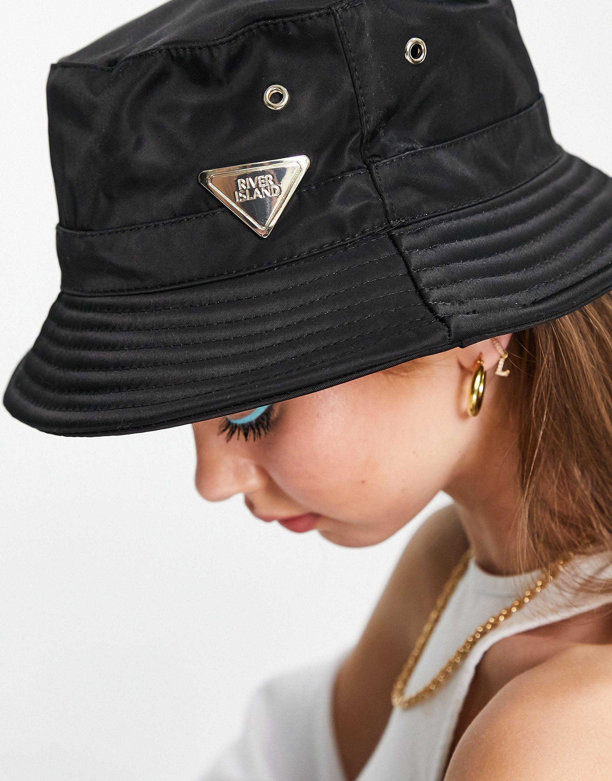 Triangle Emblem Nylon Bucket Hat 