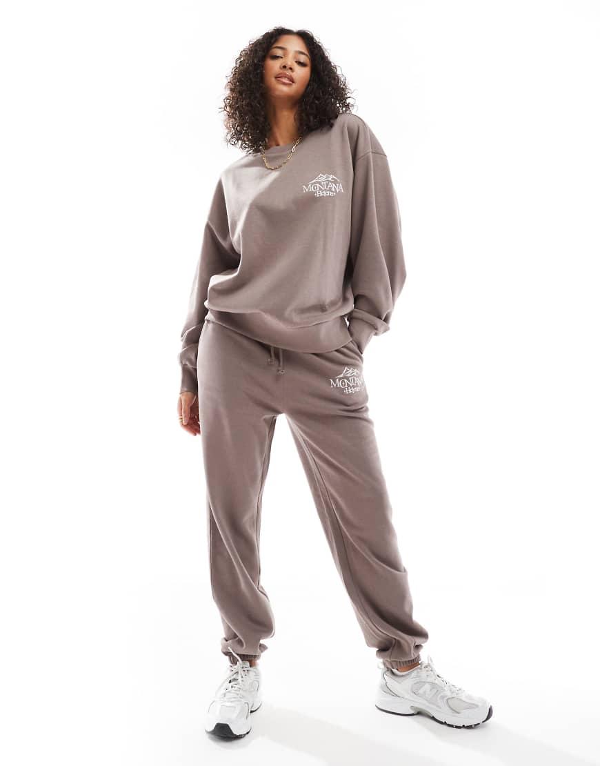 ASOS Oversized Sweat Co-Ord With Montana Embroidered Graphic in
