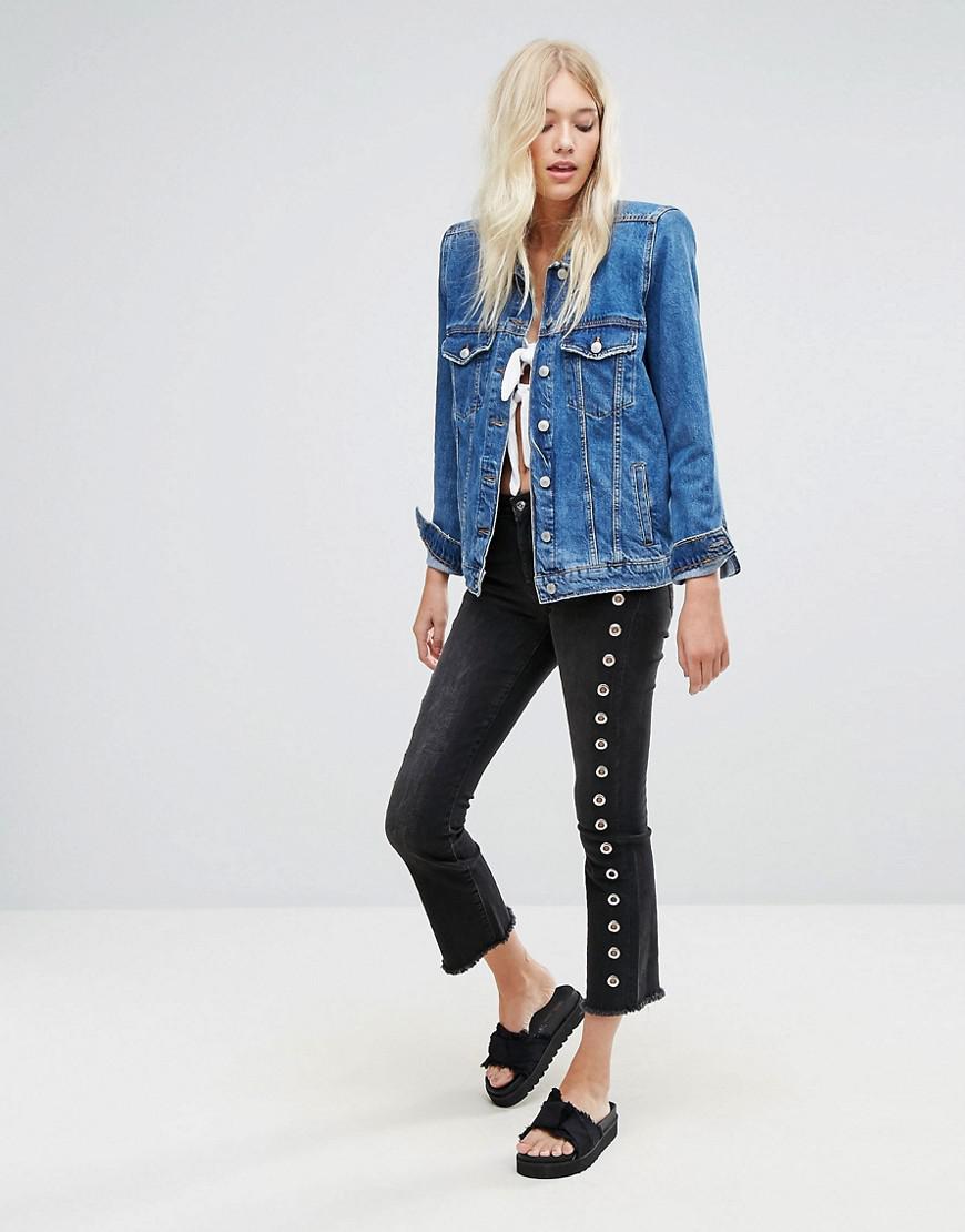 padded shoulder denim jacket