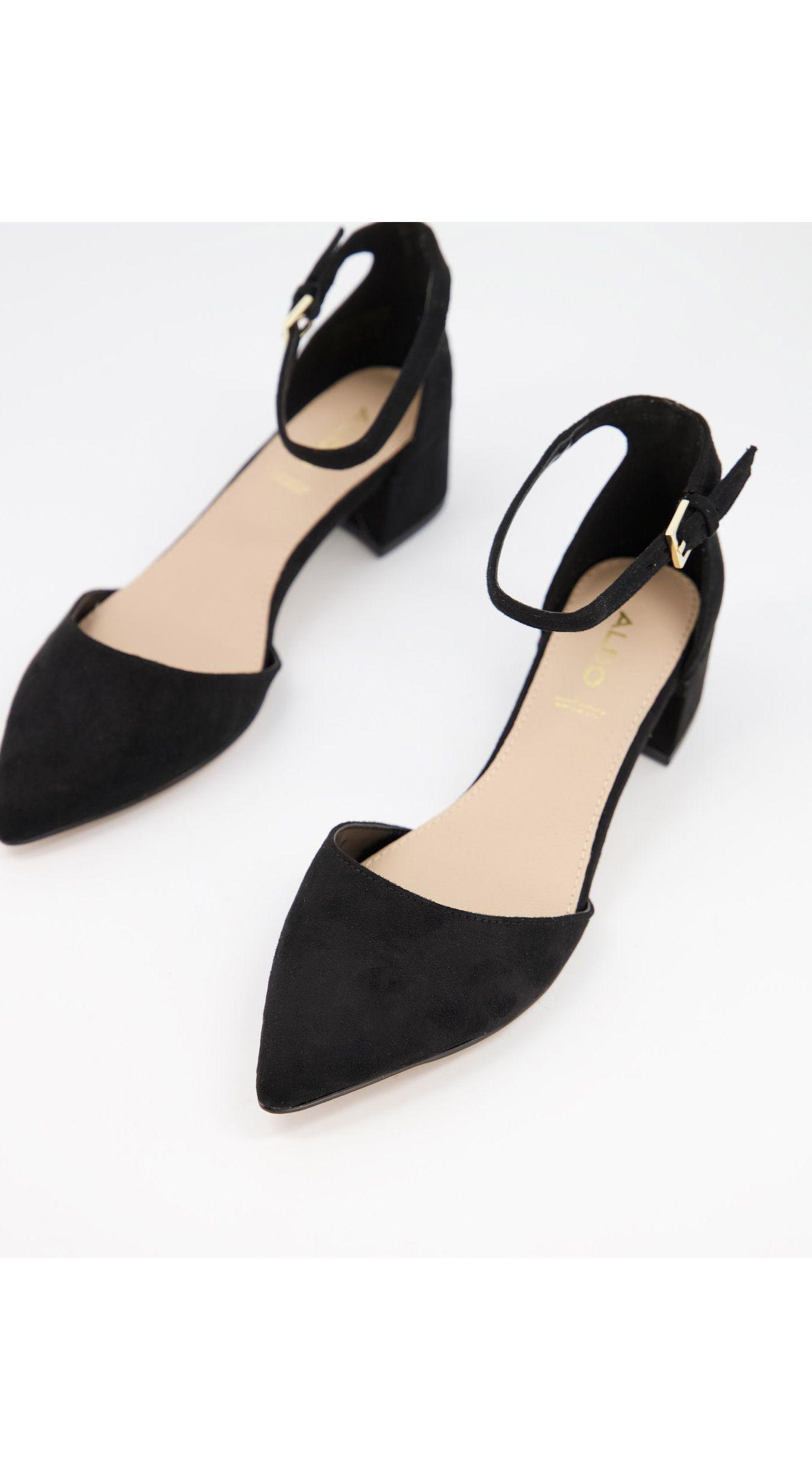 black pointed mid heels