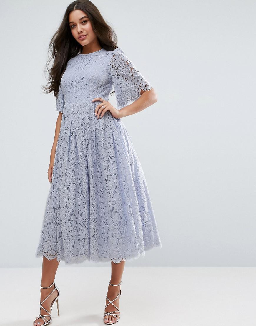 ASOS Flutter Sleeve Lace Prom Dress in ...