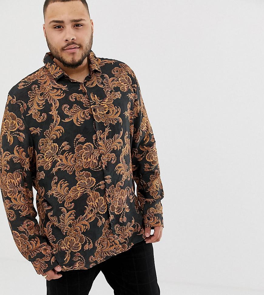 Big and tall black and gold dress shirt Clearance