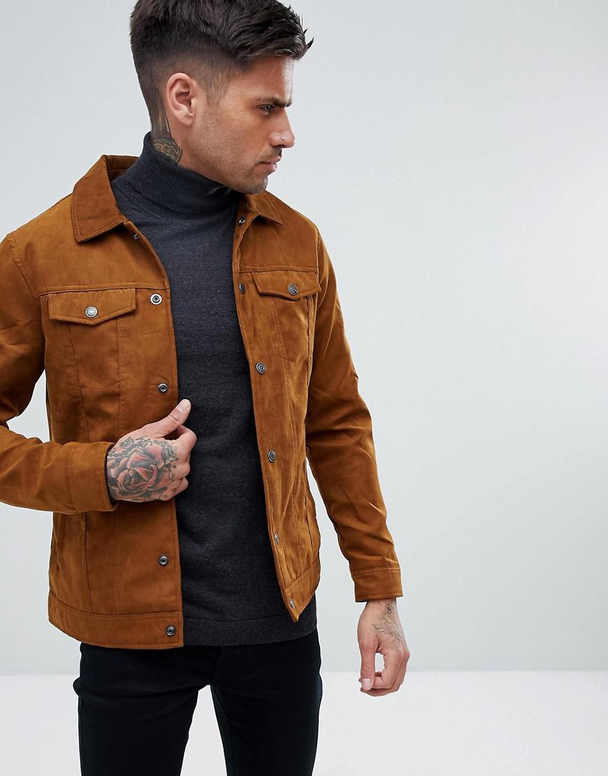 Pull&Bear Suede Jacket In Tan in Brown for Men - Lyst