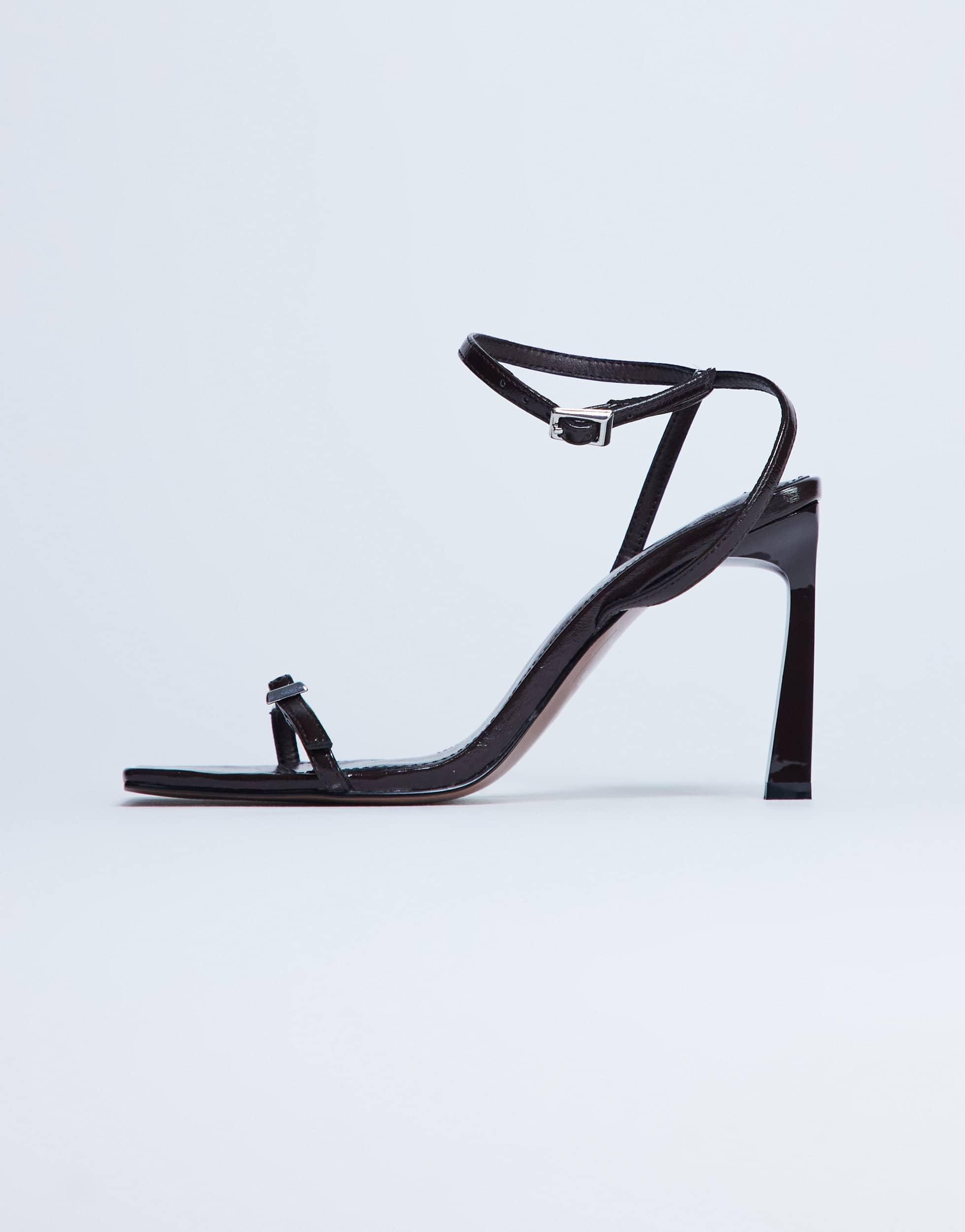 Sandales à Talons Compensés Topshop Noir Rubis - Taille UK 5 (EUR 38) - Satin - Bout Ouvert - Neuves Avec étiquettes