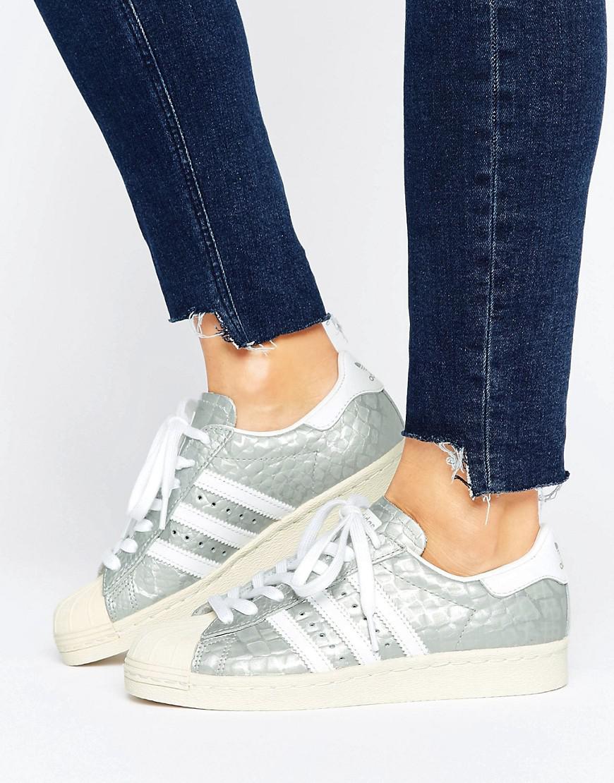 adidas Leather Superstar 80s Silver Sneakers in Metallic - Lyst