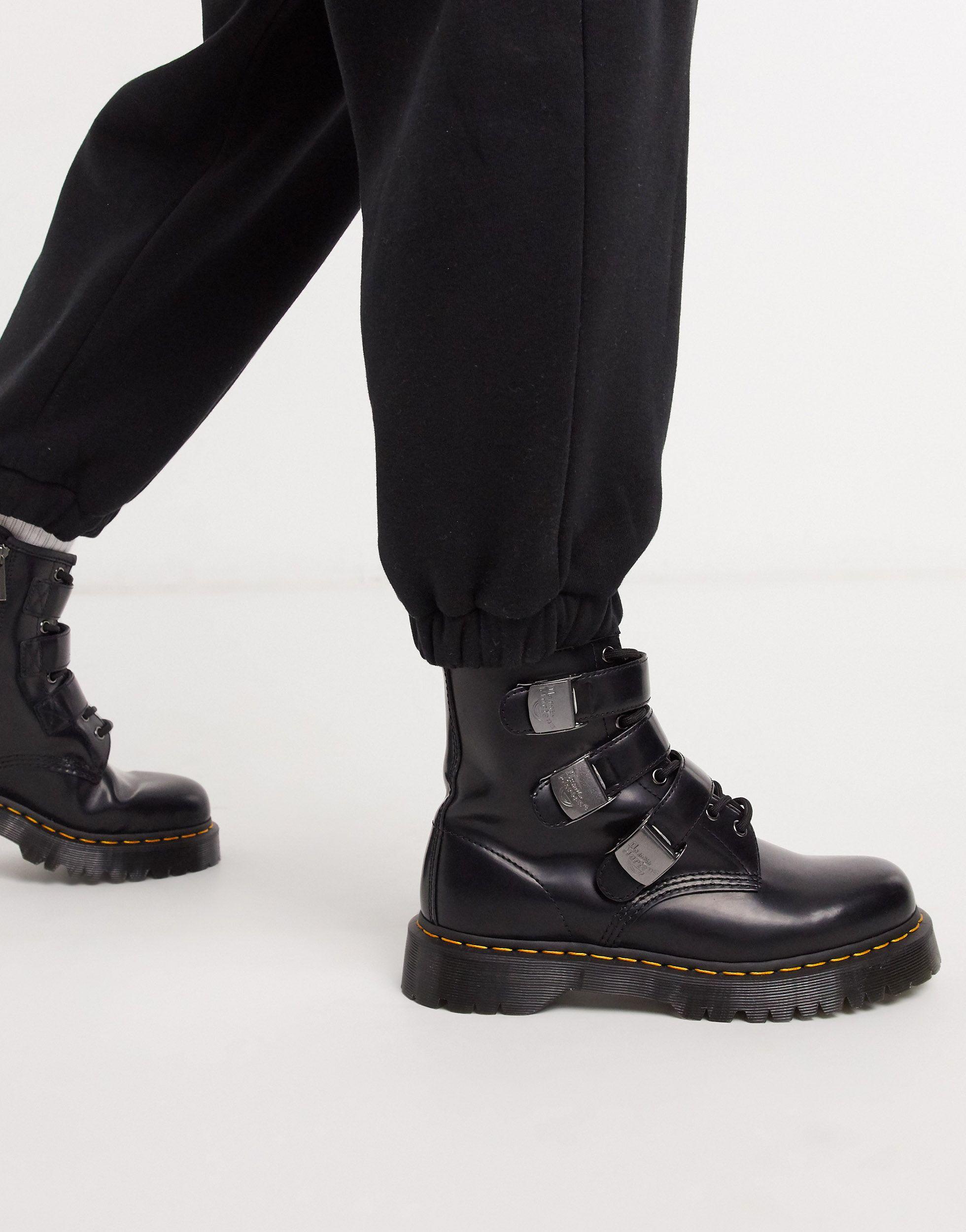 Dr martens fenimore 8 eye buckle boots black Clearance