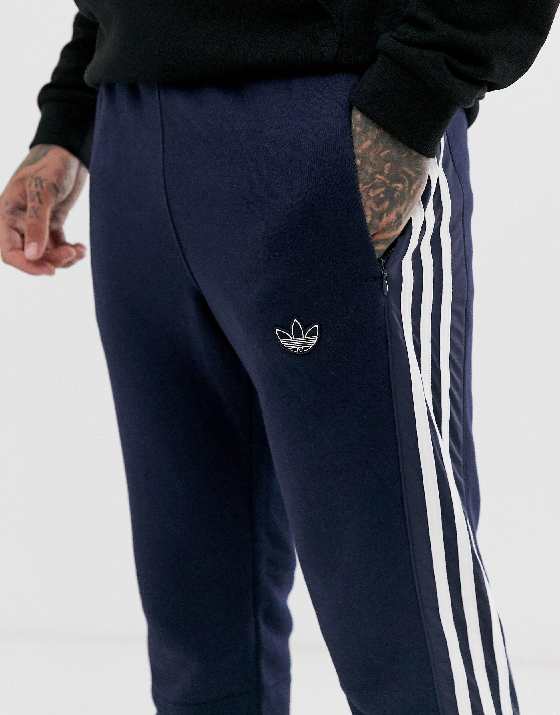 joggers With Outline Trefoil in Navy 