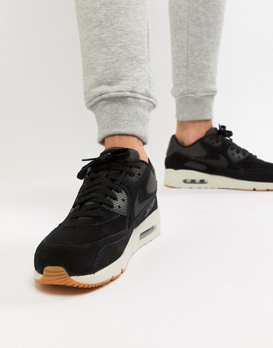 nike air max 90 ultra leather trainers in black